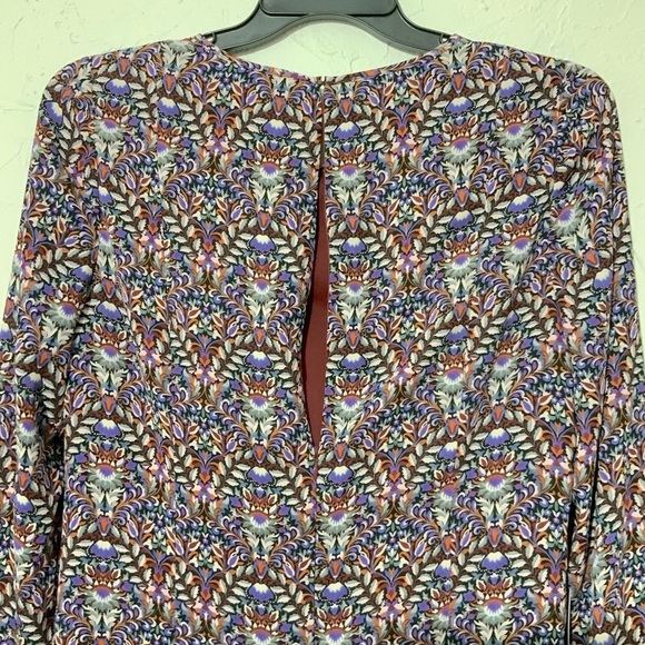 The Limited Paisley Long Sleeve A-Line Flare Purple Boho Drop Waist Dress Sz 12 - Picture 9 of 10